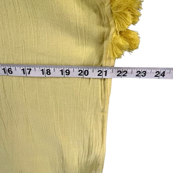 Moda International Y2K Tunic Top S Butter Yellow Embroidered Tassels Boho Beach - Picture 7 of 11
